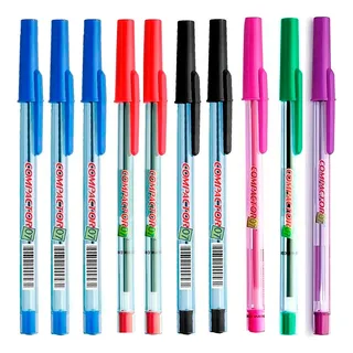 10 Canetas Compactor EsferogrĂĄfica Fina 0.7 Tinta Azul, Preto, Vermelho, Verde, Rosa E Roxa Exterior Transparente 10 Canetas Compactor EsferogrĂĄfica Fina 0.7 Tinta Azul, Preto, Vermelho, Verde, Rosa E Roxa Exterior Transparente