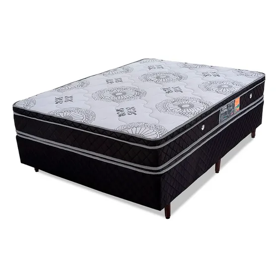 Sommier Colchon 2 Plazas Ortopedico Espuma Alta Densidad Fa Color Negro