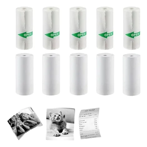 5 Rollos De Papel Térmico Blanco Autoadhesivo Mini Impresor