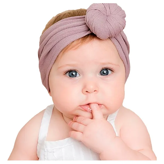 Faixa De Bebe Iinfantil Recém Nascido Turbante Menina Cor Rosa-claro