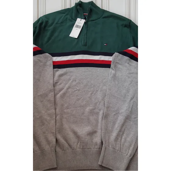 Suéter De Rayas Para Hombre Tommy Hilfiger Cierre 1/4