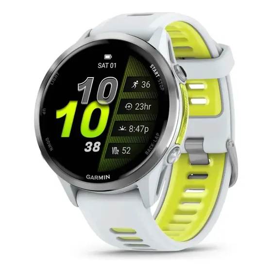 Reloj inteligente Garmin Forerunner 970, 47 mm, blanco y plateado