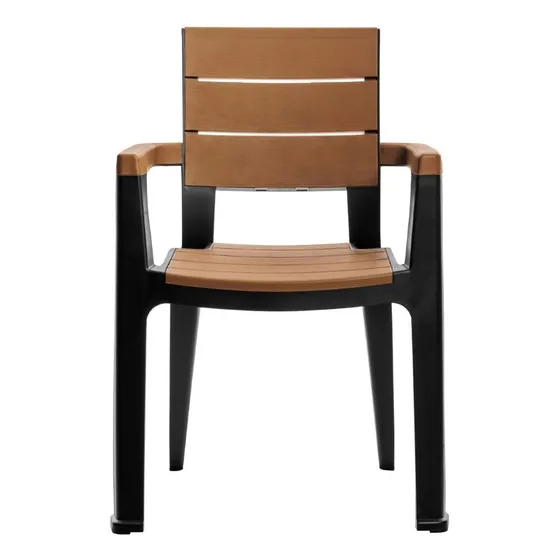 Silla Con Brazos Plástico Madeira Negro #e