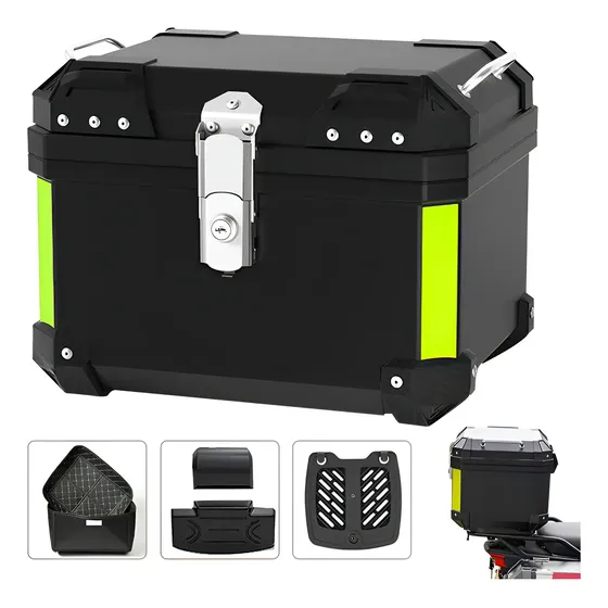 Cajas Para Moto Top Case Abs Respaldo Acojinado 57l 2cascos Color Negro