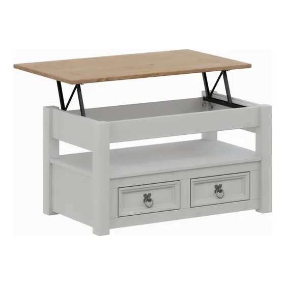 Mesa Ratona - Auxiliar -linea Mexicana Madera Maciza Color Blanco/Rústico