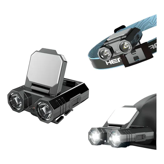 Luz Casco Duro, Linterna Frontal Led Recargable, Clip G...