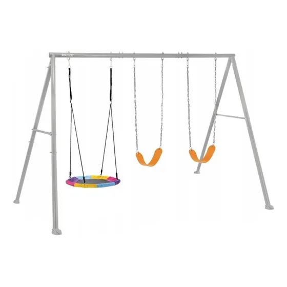 Juego De Plaza Intex Gris Mecedora + 2 Hamaca Para 3 Niños