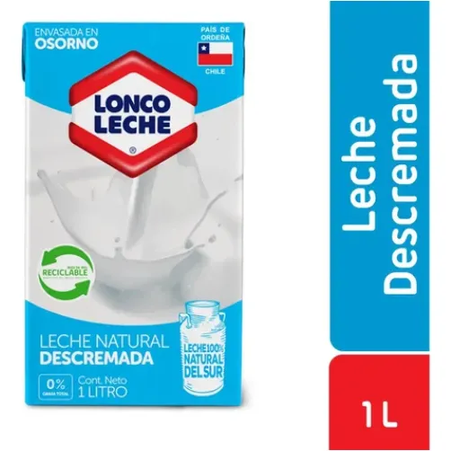 Leche Blanca Descremada Tetra Pak De 1L Loncoleche