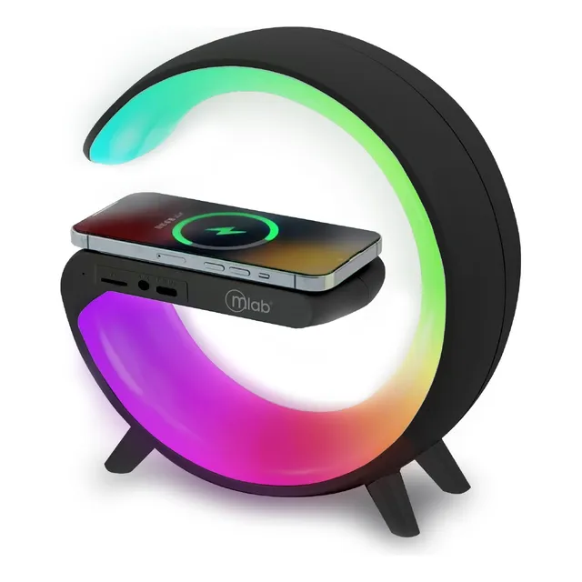 Parlante 5 en 1 Cargador Luz Rgb con Reloj y Alarma Color Negro