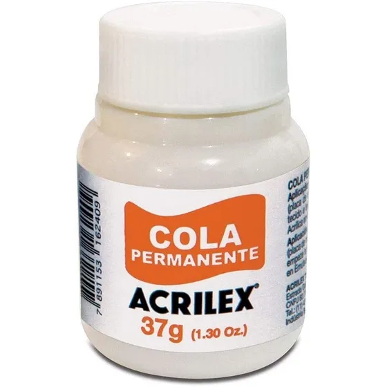 Cola Permanente Acrilex 37g Ótima Fixação Diversos Materiais