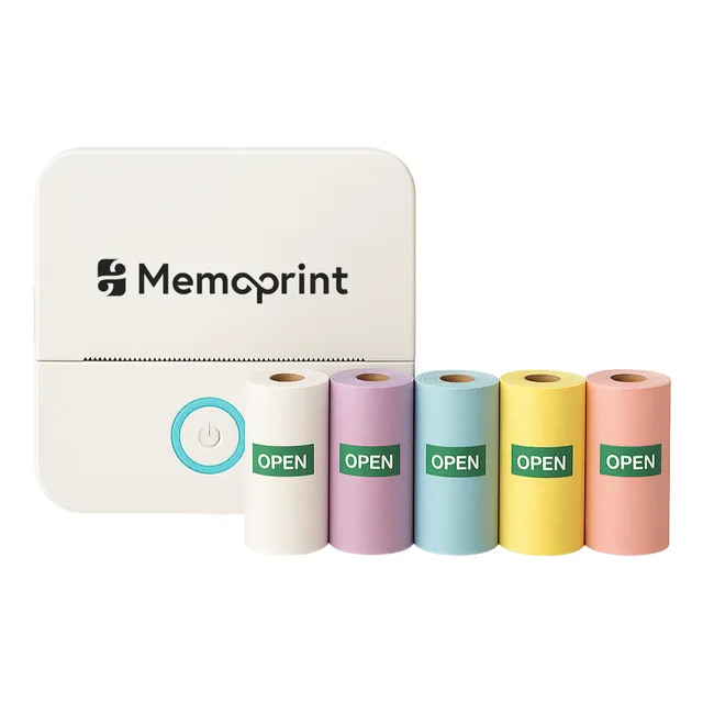 Impresora Portátil Memoprint® + 5 Rollos Colores Adhesivo
