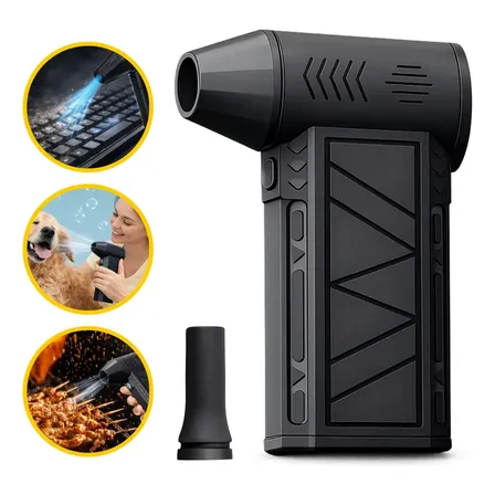 Mini Ventilador Soprador Ar Turbo 130000rpm Sem Fio Recarregável Usb 3 Níveis Jato Forte Portátil Multiuso Limpeza Teclado Carro Acende Churrasqueira Preto 127/220v