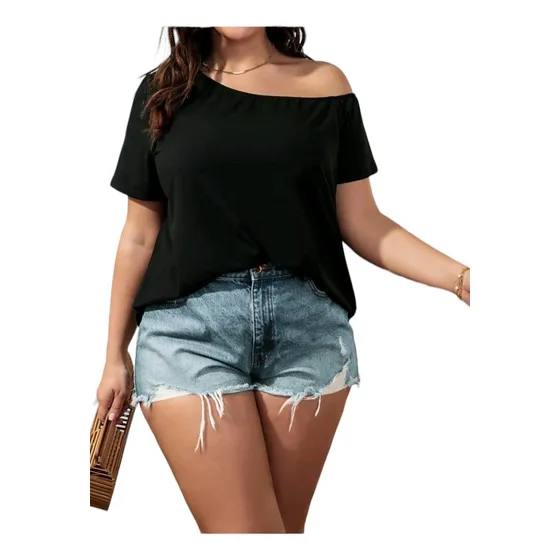 Blusa Unicolor De Cuello Asimétrico