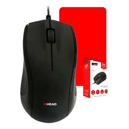 Mouse Usb Com Fio Rhead Preto Óptico 1200 Dpi Alta Precisão Design Ergonômico Confortável Plug And Play Ideal Para Pc Notebook Escritório Trabalho Estudos Uso Diário Preto
