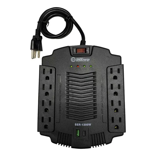 Regulador Inteligente 1200w Sagenergy 8 Tomas + Usb Y Tipo C