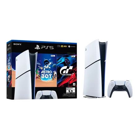 Consola Ps5 Slim Digital + Juego Astro Bot Y Gran Turismo 7 Blanco/negro Sony
