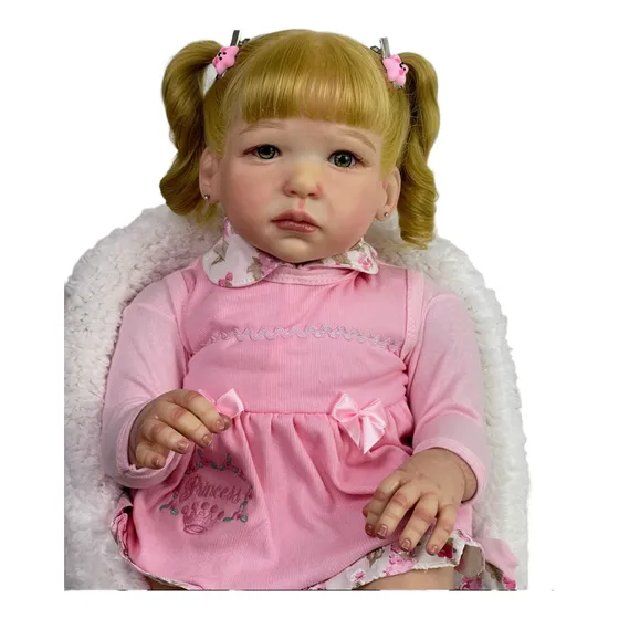 Bebê Reborn Toddler Menina Lilly Loira 70cm Com Acessórios 