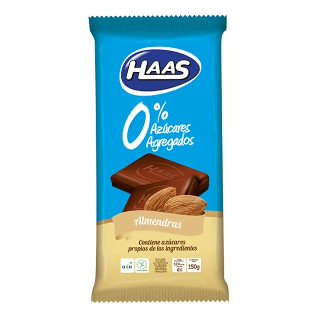 Tableta De Chocolate Con Almendras Haas 0% Azúcar 150 G