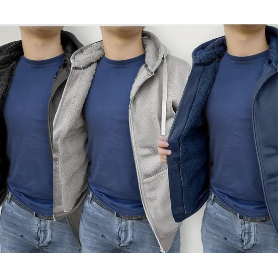 Pack X 3 Campera Algodon Friza  Abrigadas - Con Piel Adentro