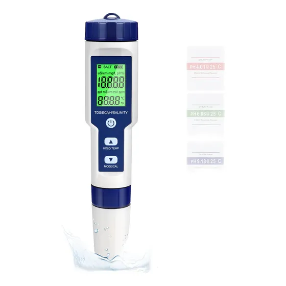 Medidor Digital De Agua 5 En 1 Tds/ec/ph/salinidad/temperatu