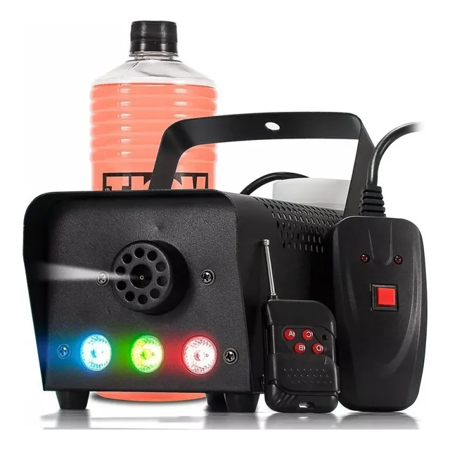 Maquina De Fumaça 3 Leds Rgb Controle Sem Fio Dmx + Fluido