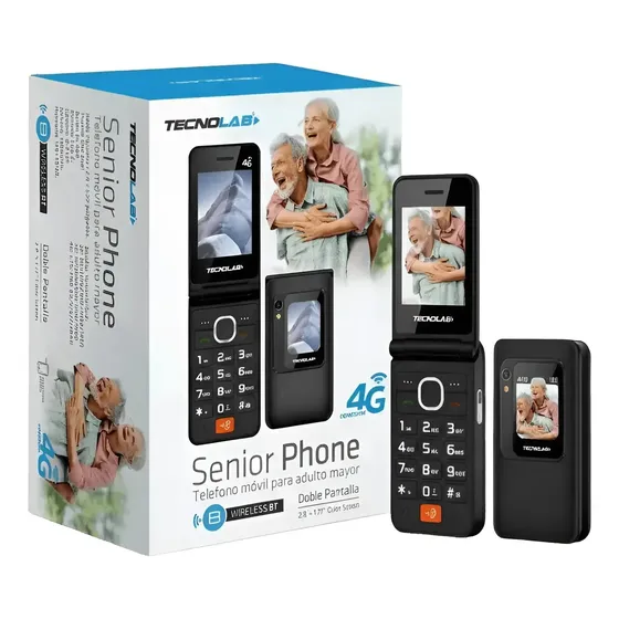Telefono Senior 4g, Doble Pantalla 2.8 Y 1.77 Negro