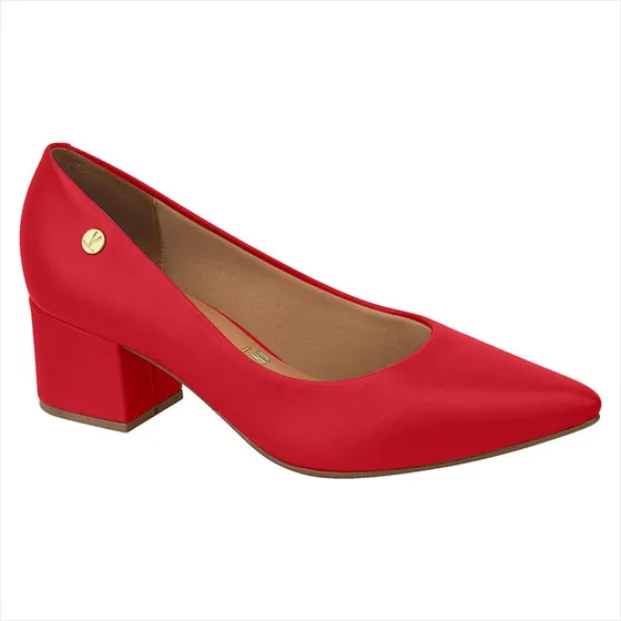 Sapato Vizzano Scarpin Bico Fino Salto Bloco Baixo Conforto
