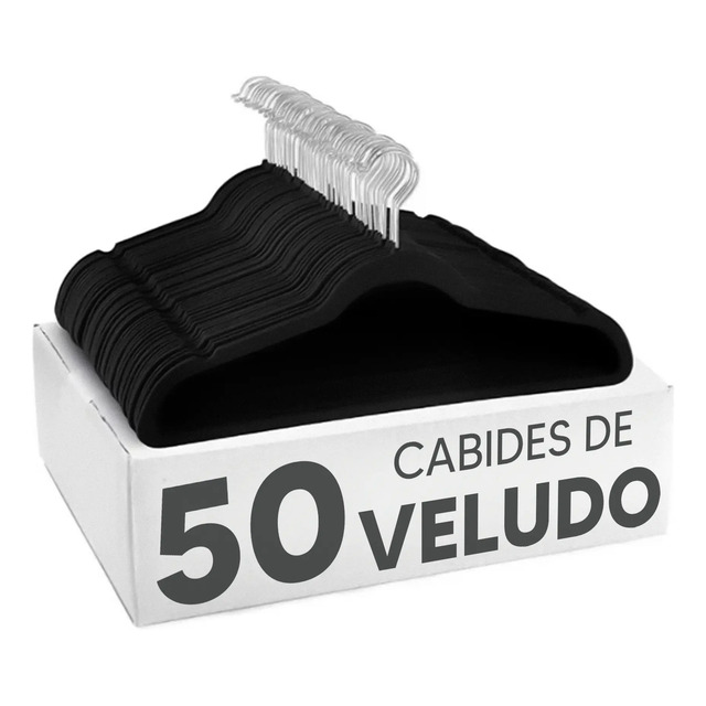 Kit 50 Cabides Kparts Aveludado Preto E Cinza Bege