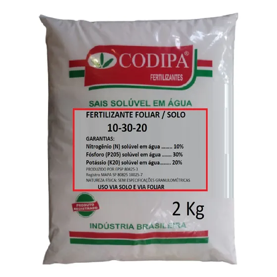 Adubo Npk 10-30-20 Sais Hidrossoluvel 2 Kg Rende 200 Litros