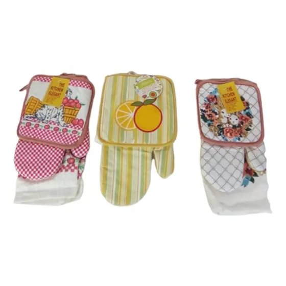 Set De Cocina Guante, Pañito Y Agarra Olla 3 Piezas, Hogar