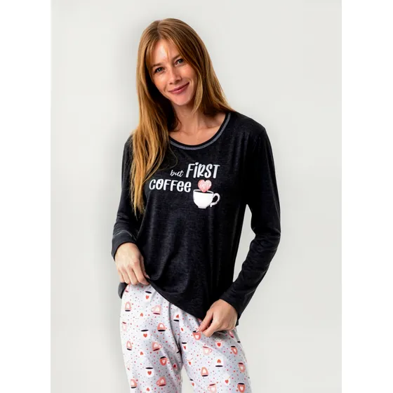 Lua Chic Pijamas Femininos Inverno 2 Peças Longa