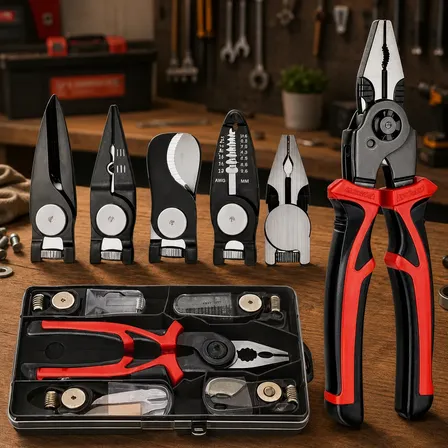 Alicate 5 Pontas Multifuncional Universal Linha Profissional Vermelho E Preto