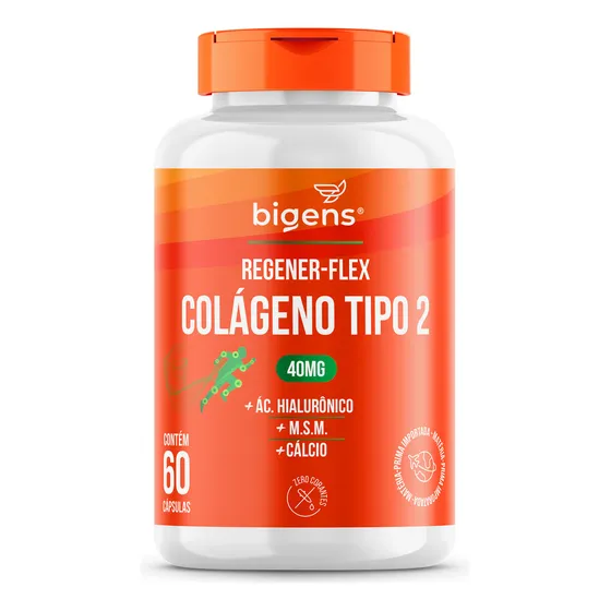 Regener Flex Colágeno Tipo 2 40mg Cálcio 60 Cáps Bigens