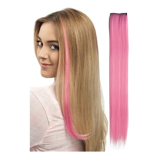Cabelo Mecha Rosa Pink Luzes Colorido Aplique Alongamento 