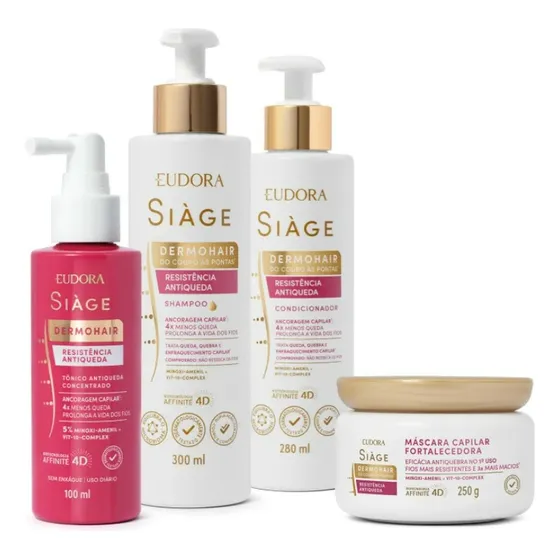 Combo Siàge Dermo Hair Resistência Antiqueda Eudora 4 Itens