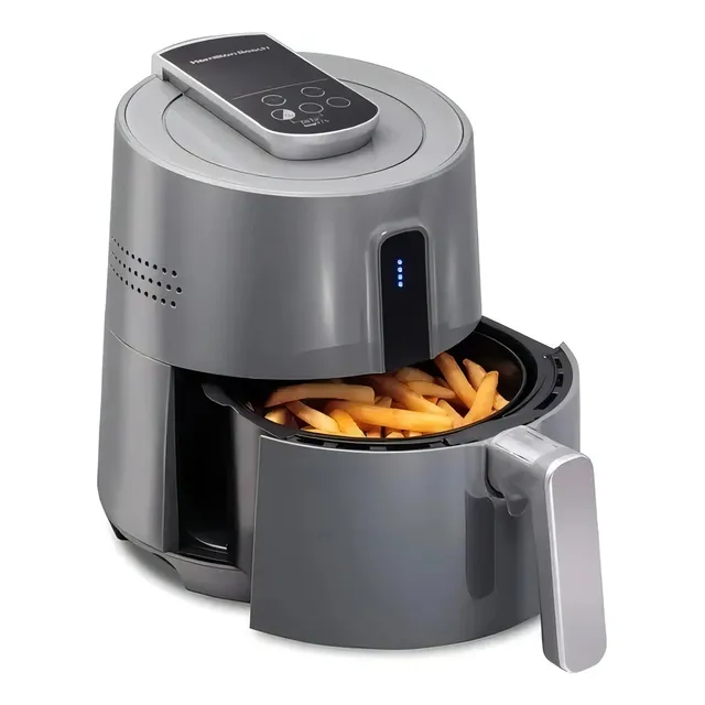 Fritadeira Air Fryer Eletrica Antiaderente Painel Digital Inteligente 6 Funções Pré-programadas Até 200°c Forno Fryer 3,5 Litros 1400 W De Potência Sem Oléo Cor Cinza - Hamilton Beach