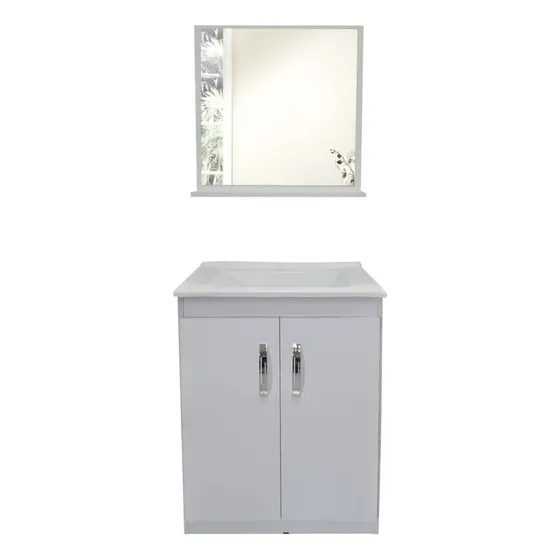 Mueble para baño Delta Piria de 60cm de ancho, 82cm de alto y 38cm de profundidad con bacha y mueble color blanco | Cuotas sin interés