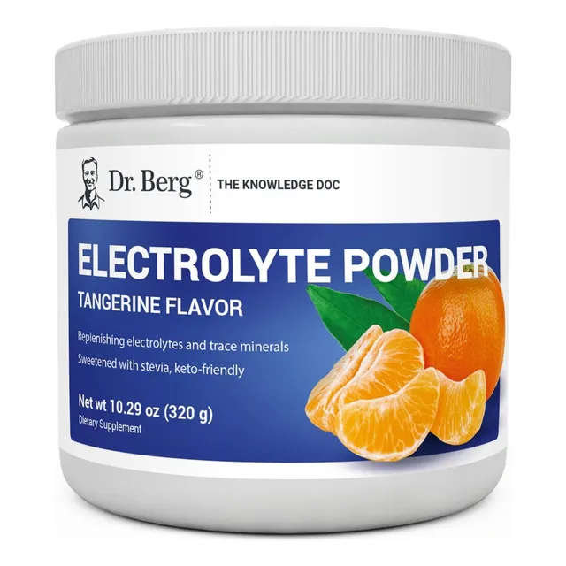 Electrolitos En Polvo De Alta Energía Dr. Berg 320 G Sabor Mandarina
