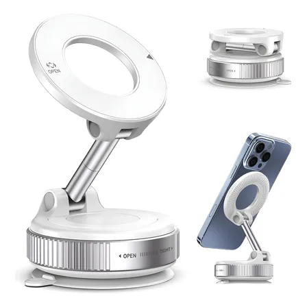 Suporte Celular Carro Magnético Rotativo 360dobrável Ventosa Branco