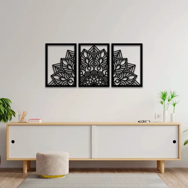 Set 3 Cuadros Mandala Corte Laser Madera Mdf The Kingstore10