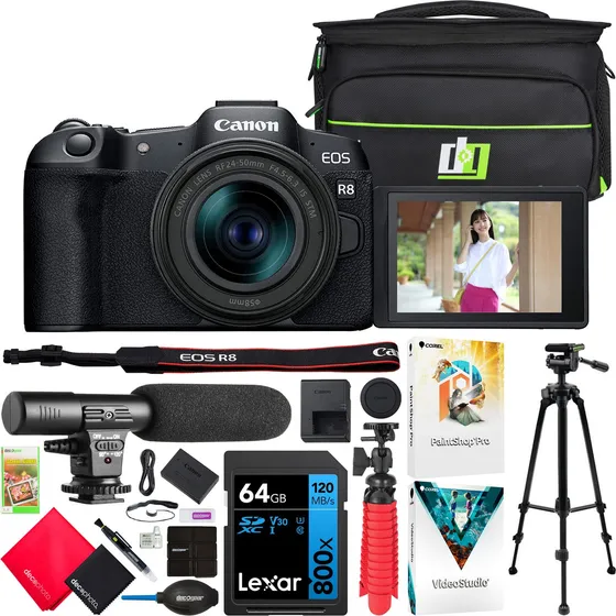 Canon Eos R8+ Lente Rf 24-50mm F/4.5-6.3 Is Stm+ Bundle