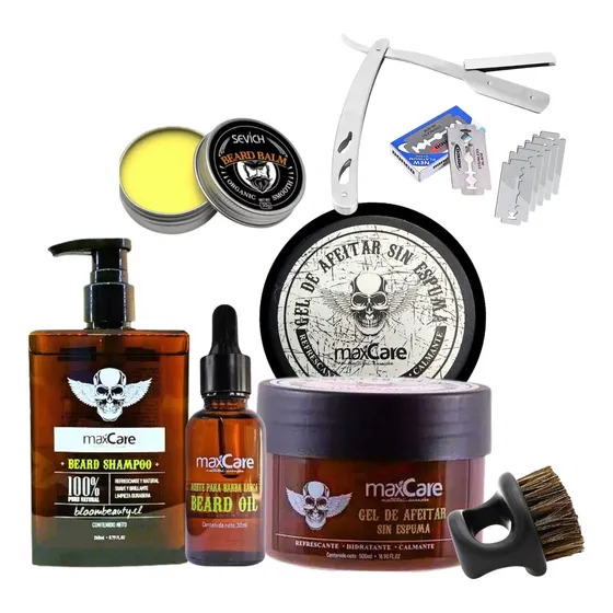 Kit Barberia Aceite/gel De Afeitar/cera/navaja/bálsamo