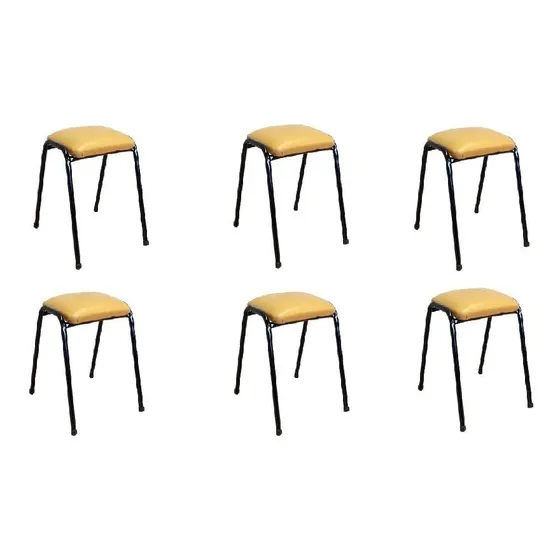 Juego 6 Banco Banqueta Caño Apilable 1 Pulgada Reforzada