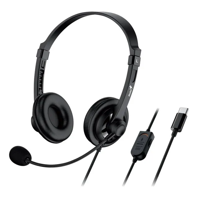 Auricular Con Microfono Genius Hs230u Usb C C/volumen Color Negro
