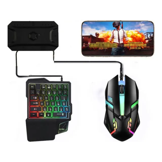 Juego De Adaptador Teclado Una Mano Y Ratón Accesorio Móvil