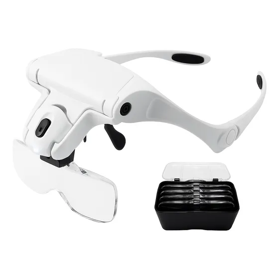Lupa Aumento De Cabeça Eletrônica Tsd.imports Óculos Profissional Com 5 Lentes Luz Led Lash Designer Sobrancelha Extensionista Cílios Esteticista Relojoeiro Dentista Manicure Técnico Em Eletrônica