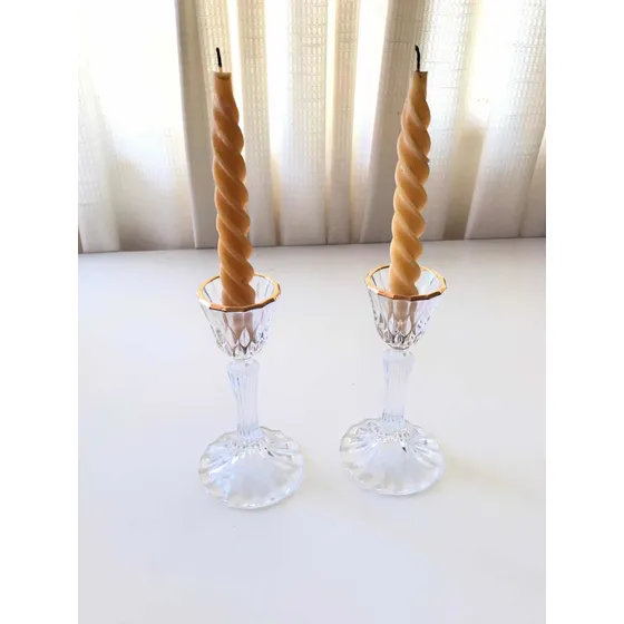 Candelabros De Cristal Checoslovaco Con Bordes Dorados