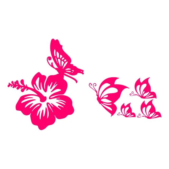 1 X Sticker Para Autos Rosas Y Mariposas Varios Colores