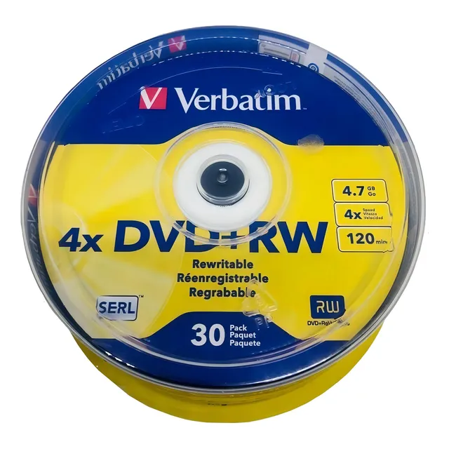 Disco virgen DVD+RW Verbatim de 4x por 30 unidades