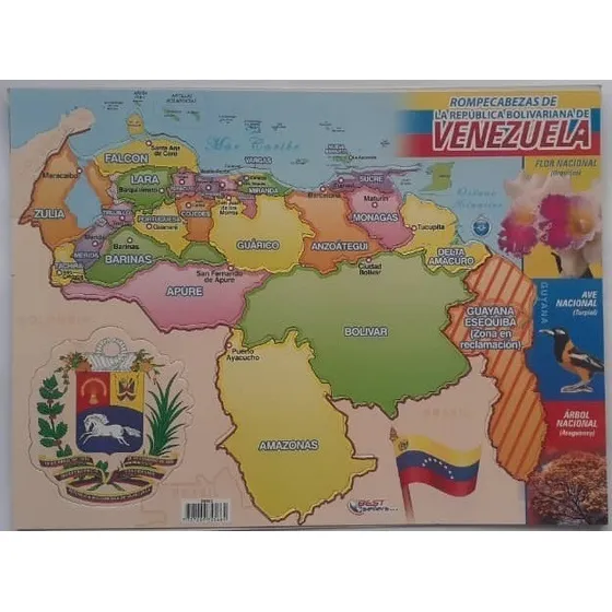 Rompecabeza Mapa Venezuela. Juego Didactico. Cartón 